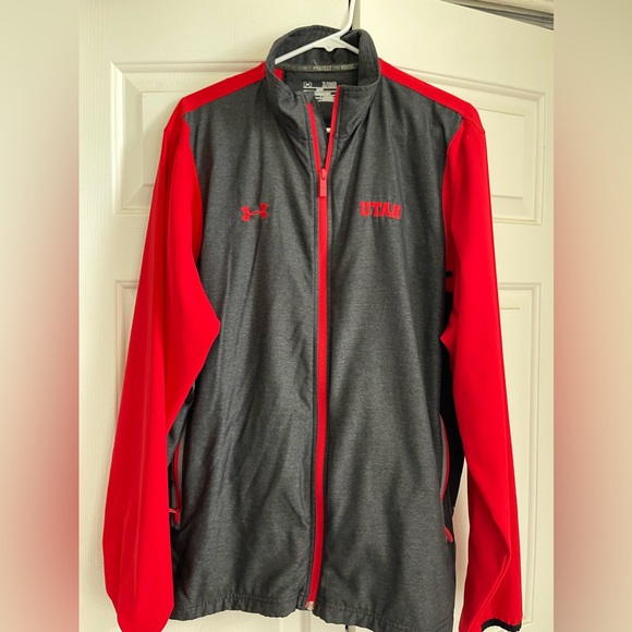 Utah Utes Under Armour Loose Gray/Red zipper jacket Mens size XL - Picture 1 of 6